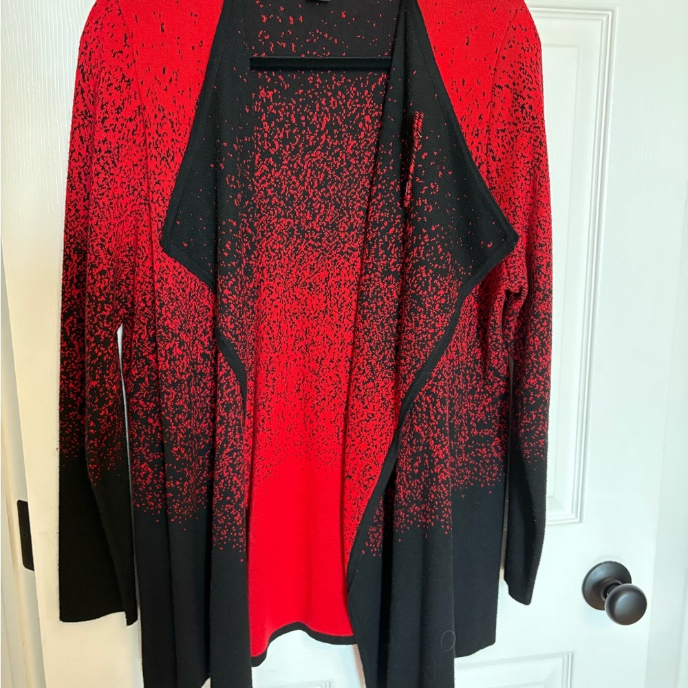 Elegant Red and Black Women's Cardigan
